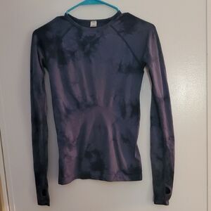 Zella Dark Blue Tie-Dye Long Sleeve Yoga Shirt Spandax